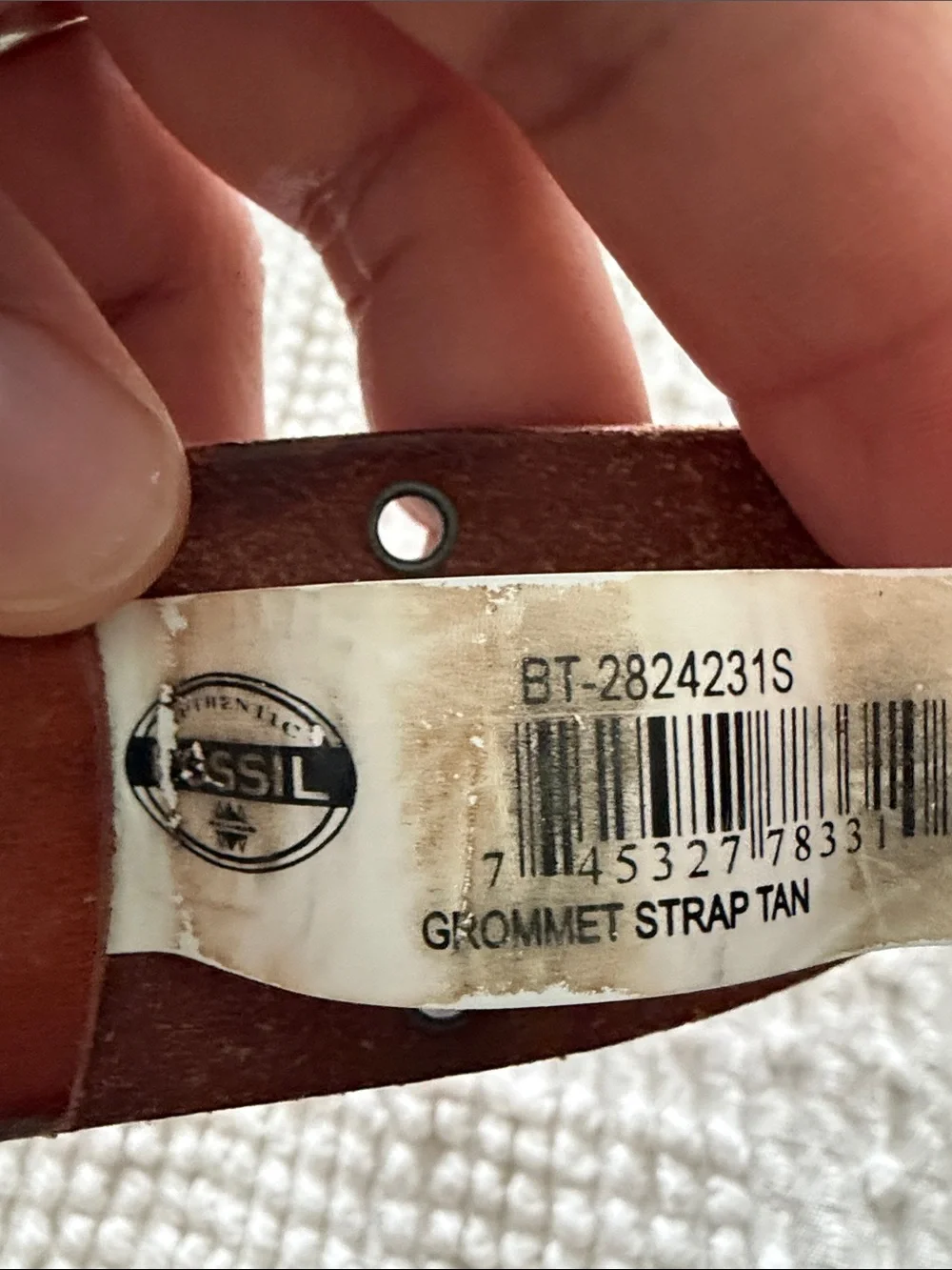 Fossil Small Brown Leather Grommet Belt tan